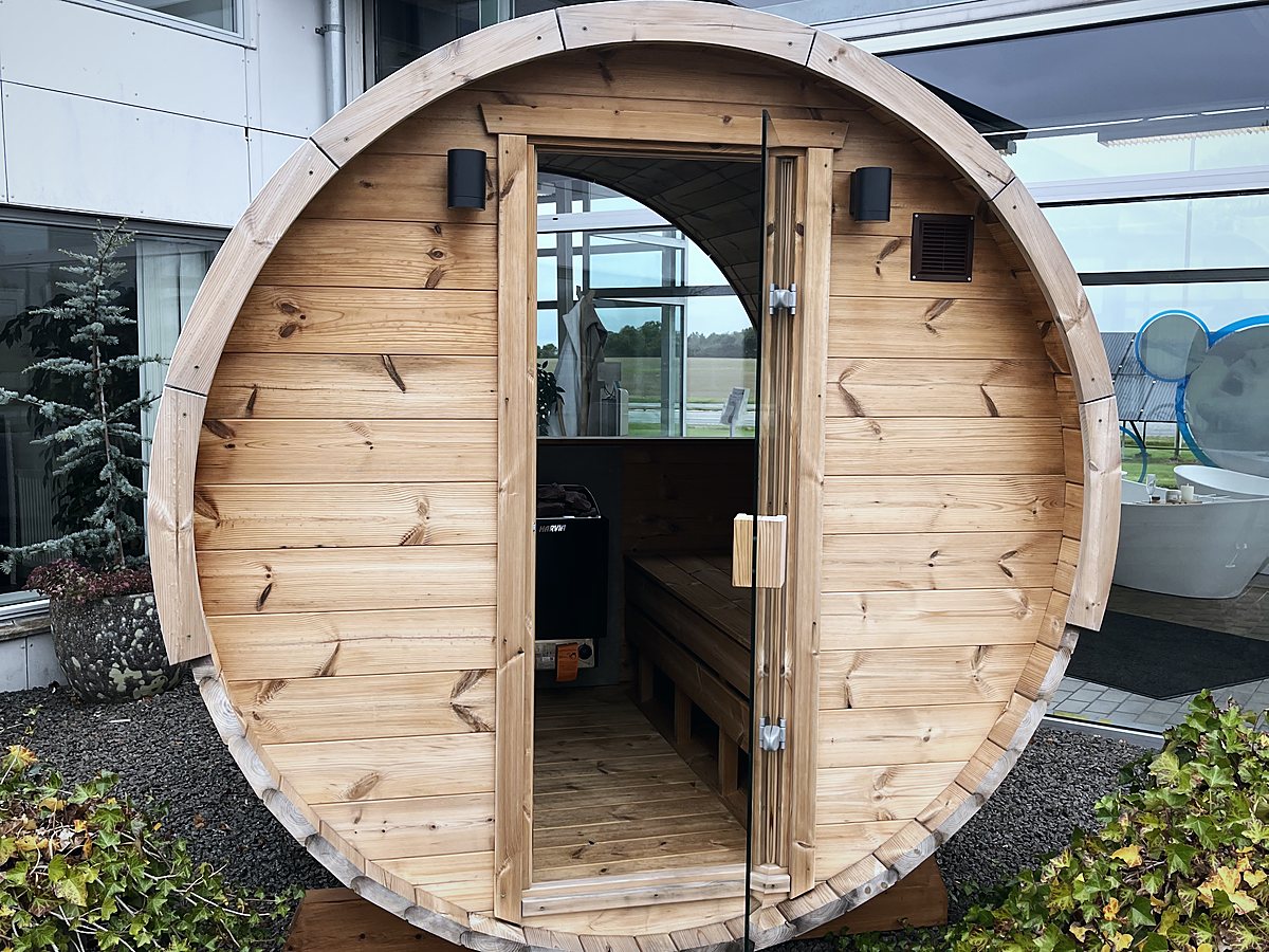 Sauna i WellMores showroom i Egtved